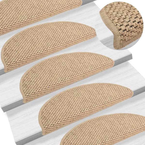 vidaXL Trappstegsmattor självhäftande sisallook 15 st 56x17x3 cm sand -  Trappmattor