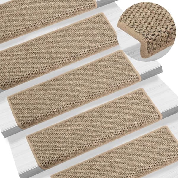 vidaXL selvklæbende trappemåtter 15 stk. 65x21x4 cm sisal-look beige - Tæpper til trappetrin