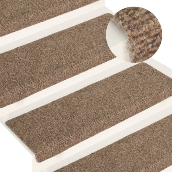 vidaXL Trappstegsmattor 15 st nålad 65x21x4 cm gräddvit -  Trappmattor
