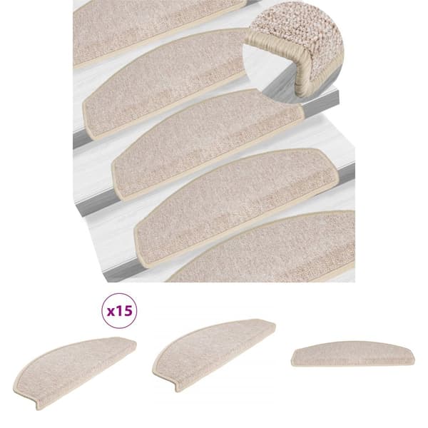 The Living Store 15 st Trappstegsmattor taupe 65x24x4 cm - Trappmattor