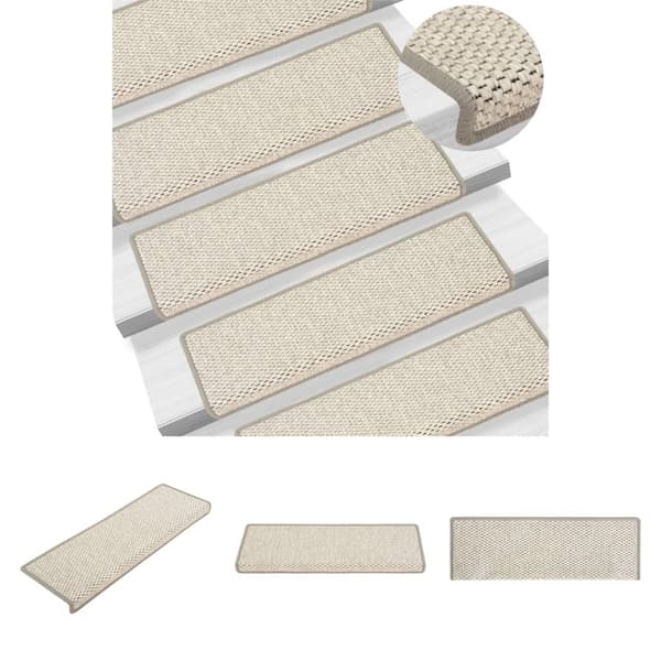 The Living Store Trappstegsmattor självhäftande sisal 15 st 65x21x4 cm beige -  Trappmattor