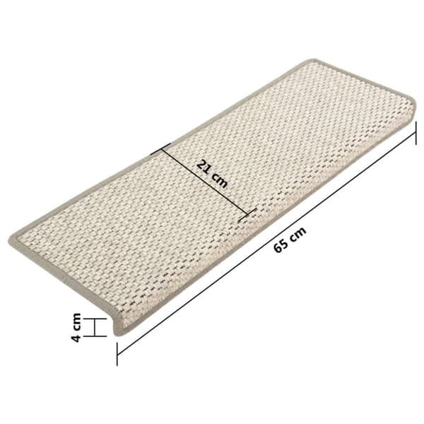 The Living Store selvklæbende trappemåtter 15 stk. 65x21x4 cm sisal-look sølv -  Tæpper til trappetrin