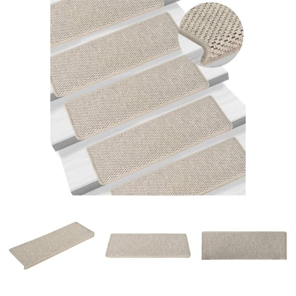 The Living Store selvklæbende trappemåtter 15 stk. 65x21x4 cm sisal-look sølv -  Tæpper til trappetrin