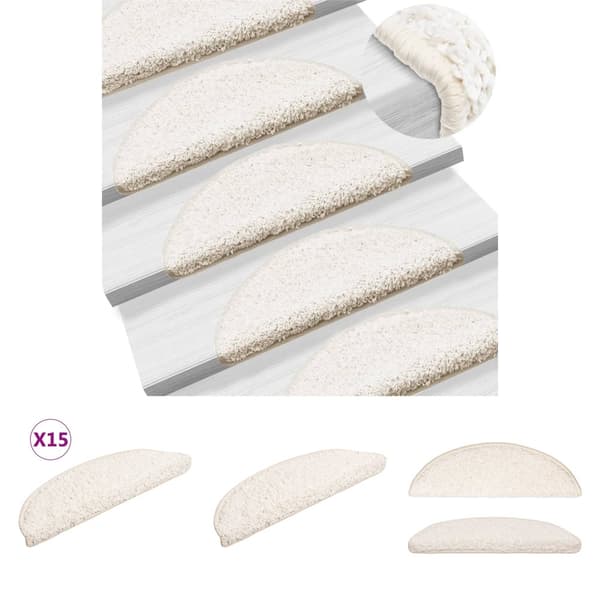 The Living Store Trappstegsmattor 15 st vit 56x17x3 cm - Trappmattor