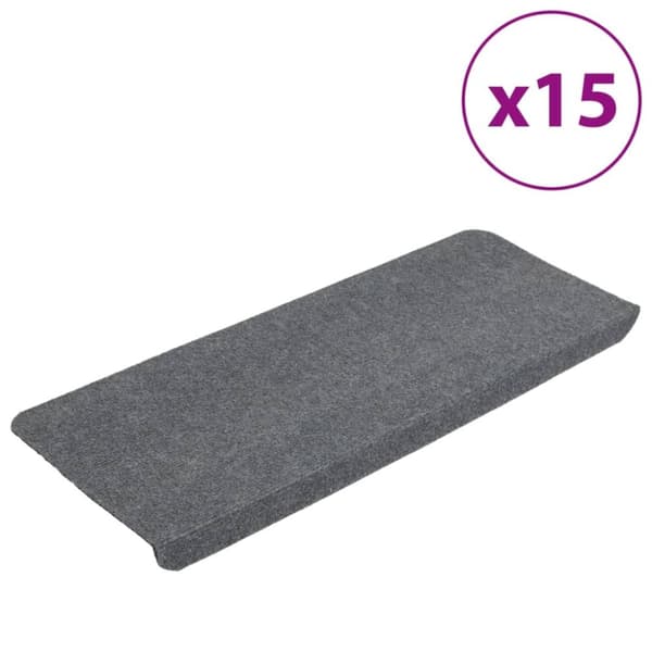 The Living Store selvklæbende trappemåtter 15 stk. 65x24,5x3,5 cm grå -  Tæpper til trappetrin