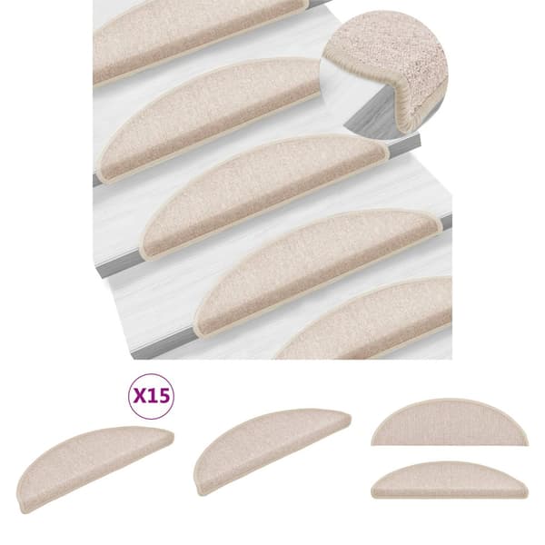 The Living Store Trappstegsmattor 15 st taupe 56x17x3 cm - Trappmattor