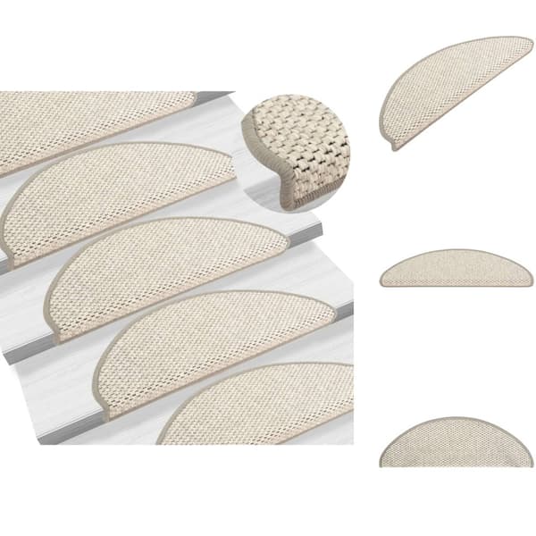 Tæpper til trappetrin - Living selvklæbende trappemåtter 15 stk. 65x21x4 cm sisal-look beige