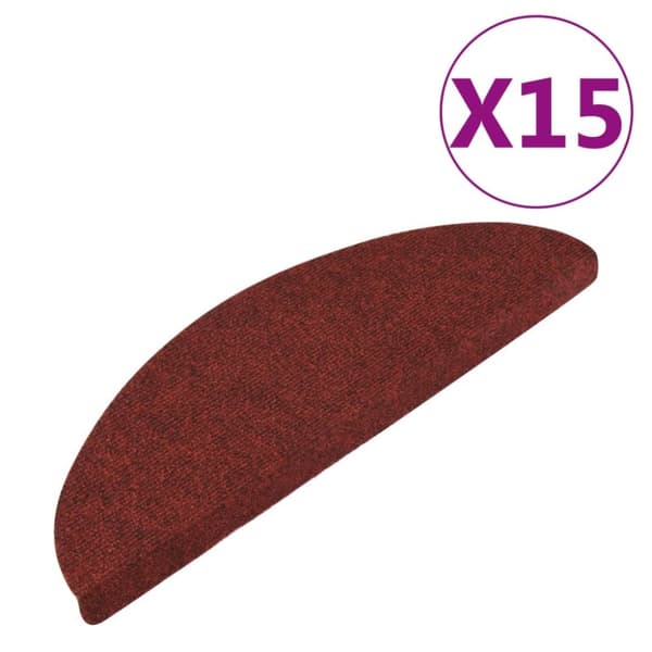 Tæpper til trappetrin - Living selvklæbende trappemåtter 15 stk. 56x17x3 cm rød