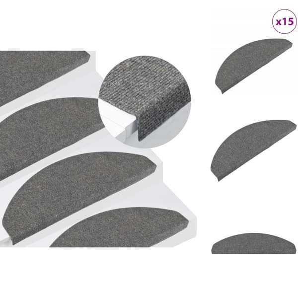 Tæpper til trappetrin - Living trappemåtter 15 stk. 65x22,5x3,5 cm selvklæbende grå