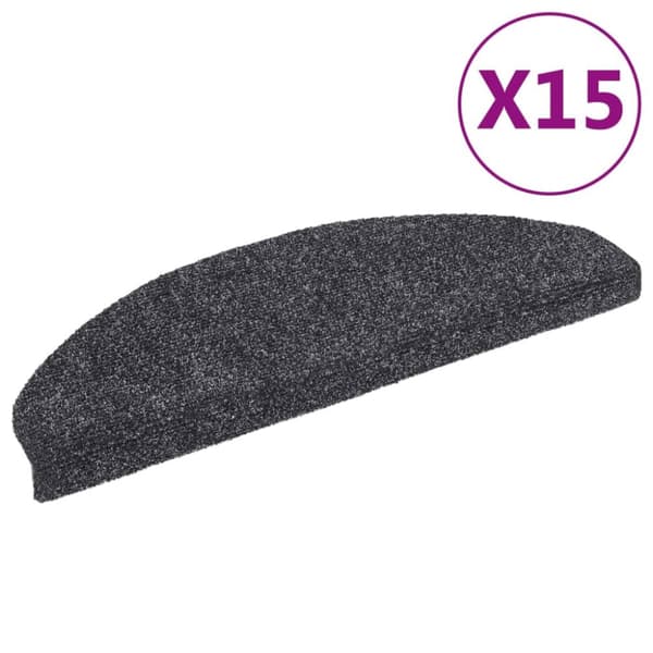 Trappmattor - Living Trappstegsmattor självhäftande 15 st brodyr 65x21x4 cm mörkgrå