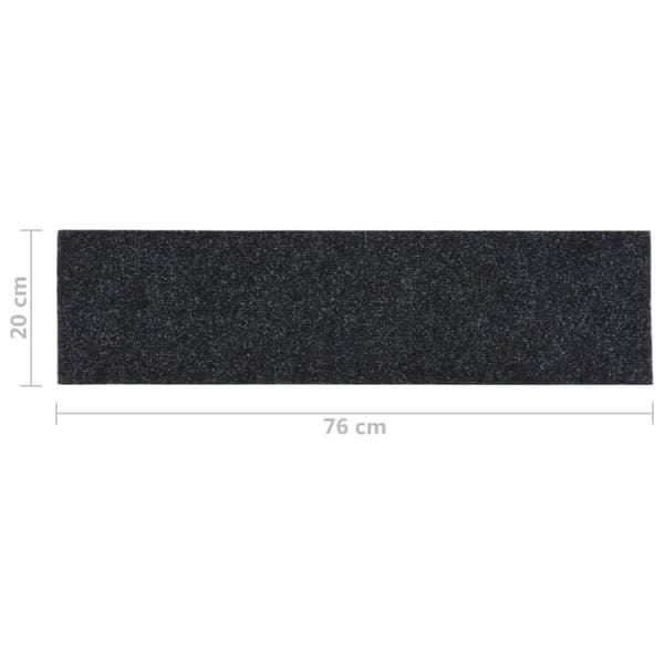Tæpper til trappetrin - Living selvklæbende trappemåtter 15 stk. 76x20 cm rektangulær sort