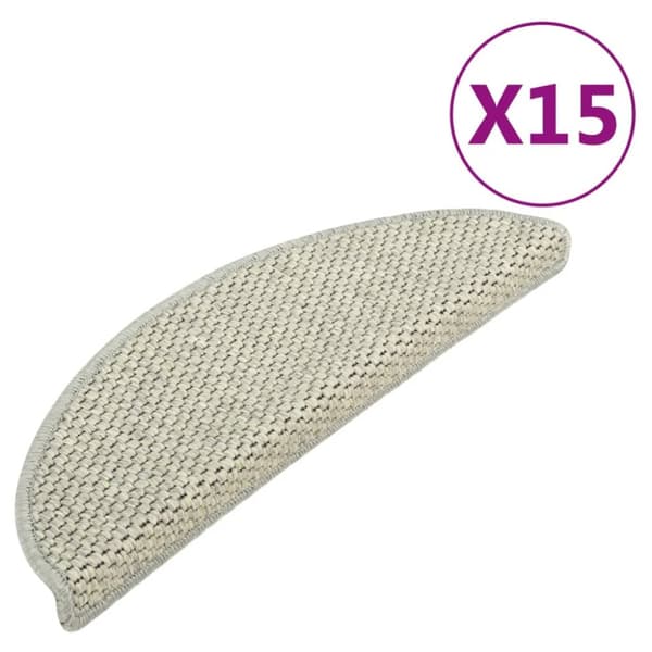 Tæpper til trappetrin - Living selvklæbende trappemåtter 15 stk. 65x21x4 cm sisal-look grå