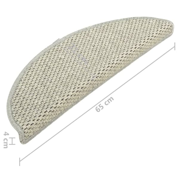 Tæpper til trappetrin - Living selvklæbende trappemåtter 15 stk. 65x21x4 cm sisal-look grå