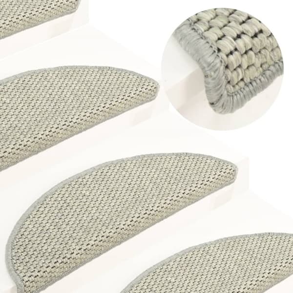 Tæpper til trappetrin - Living selvklæbende trappemåtter 15 stk. 65x21x4 cm sisal-look grå