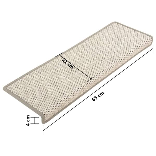 Tæpper til trappetrin - Living selvklæbende trappemåtter 15 stk. 65x21x4 cm sisal-look beige