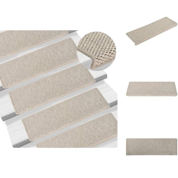 Tæpper til trappetrin - Living selvklæbende trappemåtter 15 stk. 65x21x4 cm sisal-look sølv