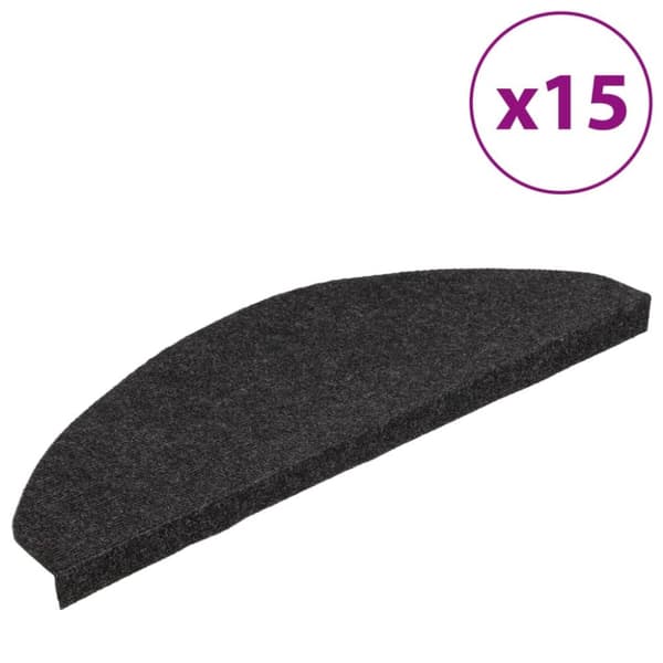 Tæpper til trappetrin - Living selvklæbende trappemåtter 15 stk. 65x22,5x3,5 cm sort