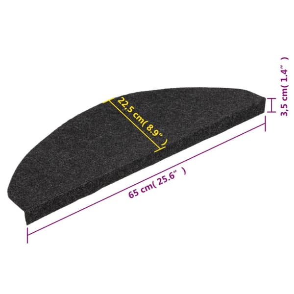 Tæpper til trappetrin - Living selvklæbende trappemåtter 15 stk. 65x22,5x3,5 cm sort