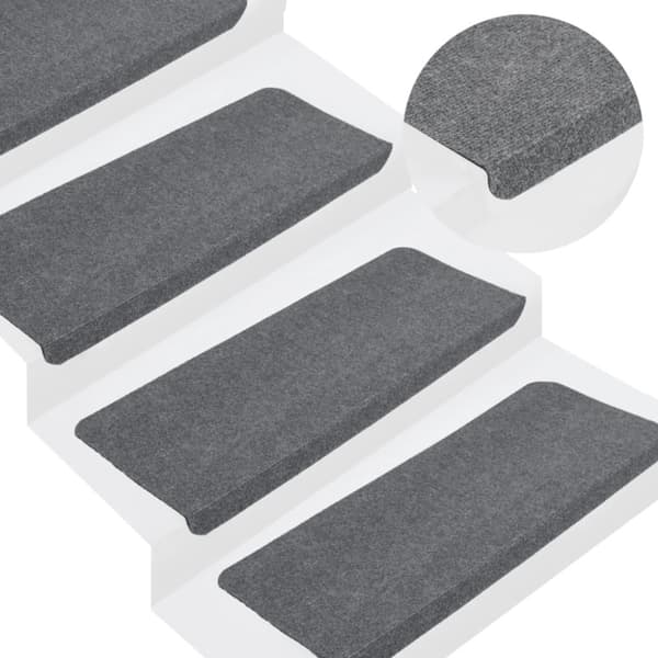 Tæpper til trappetrin - Living selvklæbende trappemåtter 15 stk. 65x24,5x3,5 cm grå