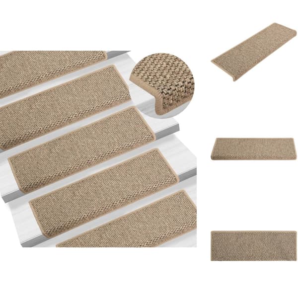 Tæpper til trappetrin - Living selvklæbende trappemåtter 15 stk. 65x21x4 cm sisal-look beige