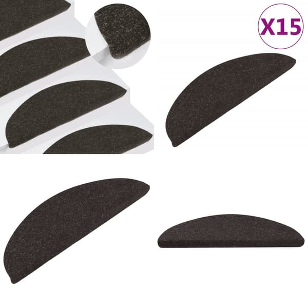 Selvklæbende trappemåtter 15 stk. 56x17x3 cm sort - Trappemåtte - Trappemåtter - Home & Living