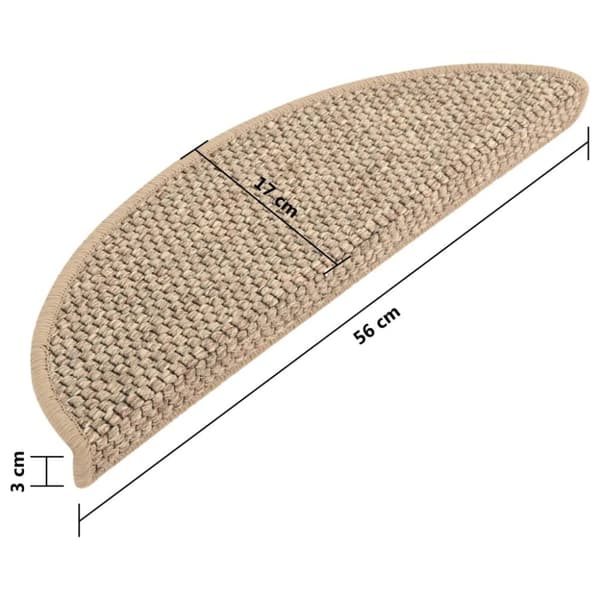 Trappstegsmattor självhäftande sisal 15 st 56x17x3 cm mörkbeige - Trappmatta - Trappmattor - Home & Living
