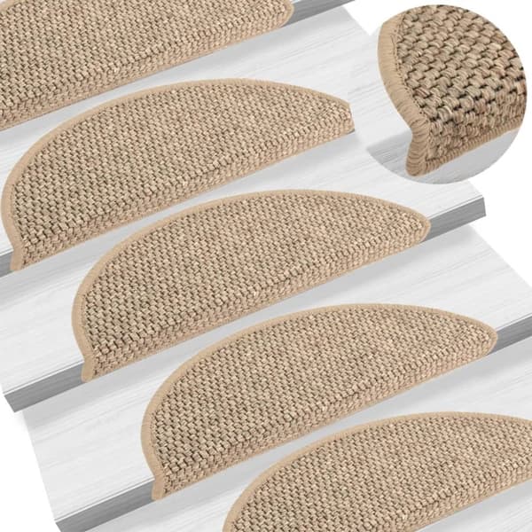 Trappstegsmattor självhäftande sisal 15 st 56x17x3 cm mörkbeige - Trappmatta - Trappmattor - Home & Living