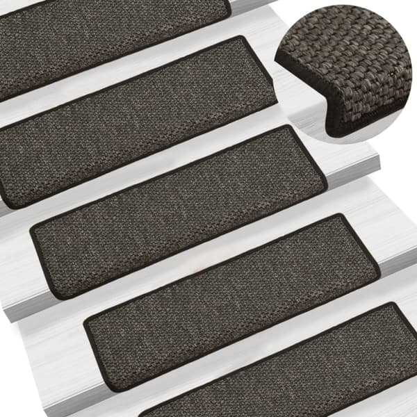 Selvklæbende trappemåtter 15 stk. 65x21x4cm sisal-look antracit - Trappemåtte - Trappemåtter - Home & Living