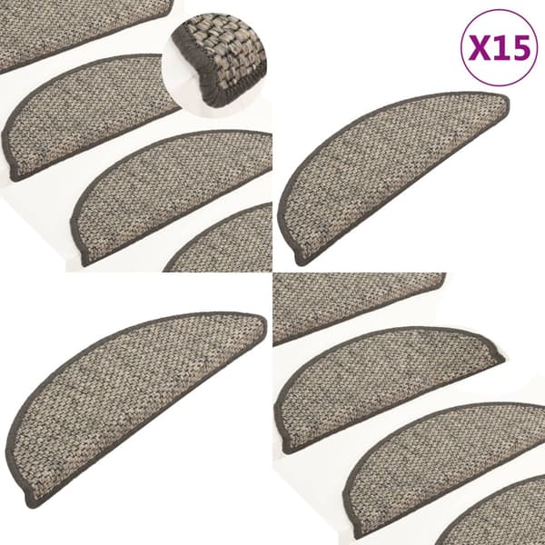 Trappstegsmattor självhäftande sisal 15 st 65x21x4 cm antracit - Trappmatta - Trappmattor - Home & Living