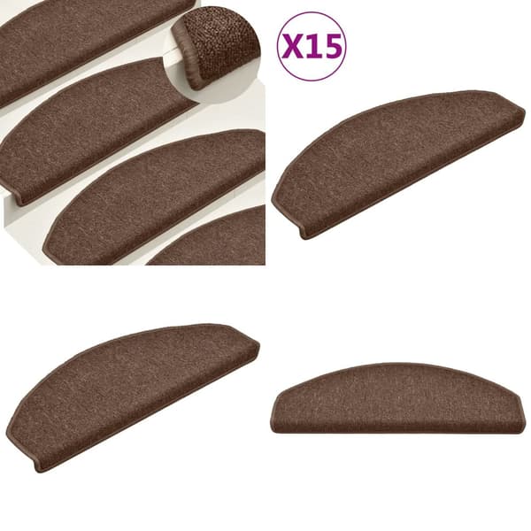 Trappemåtter 15 stk. 65x24x4 cm brun - Trappemåtte - Trappemåtter - Home & Living