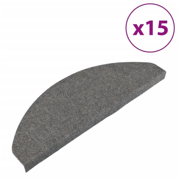 Trappemåtter 15 stk. 65x22,5x3,5 cm selvklæbende grå - Trappemåtte - Trappemåtter - Home & Living