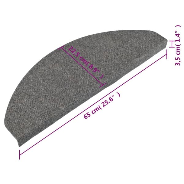 Trappemåtter 15 stk. 65x22,5x3,5 cm selvklæbende grå - Trappemåtte - Trappemåtter - Home & Living