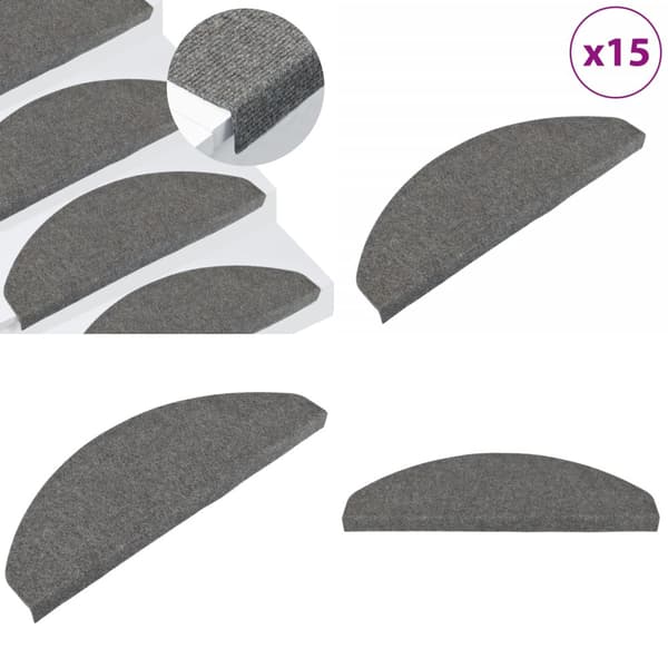 Trappemåtter 15 stk. 65x22,5x3,5 cm selvklæbende grå - Trappemåtte - Trappemåtter - Home & Living