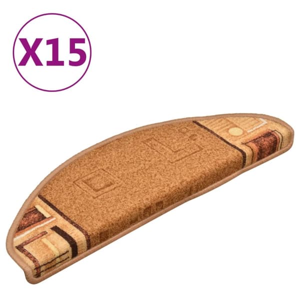 Selvklæbende trappemåtter 15 stk. 65x21x4 cm beige - Trappemåtte - Trappemåtter - Home & Living