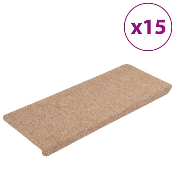 Selvklæbende trappemåtter 15 stk. 65x24,5x3,5 cm beige - Trappemåtte - Trappemåtter - Home & Living