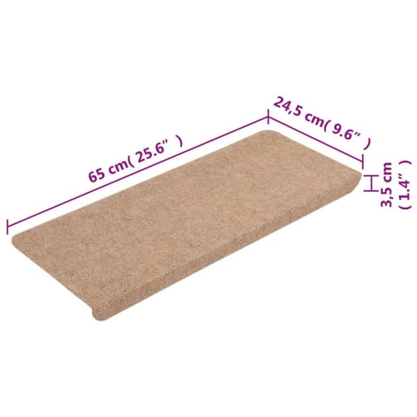 Selvklæbende trappemåtter 15 stk. 65x24,5x3,5 cm beige - Trappemåtte - Trappemåtter - Home & Living