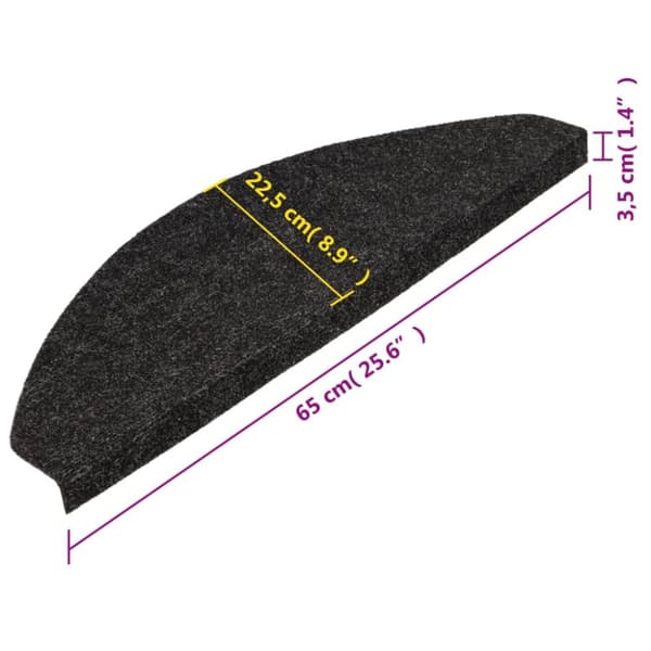 Selvklæbende trappemåtter 15 stk. 65x22,5x3,5 cm antracitgrå - Trappemåtte - Trappemåtter - Home & Living