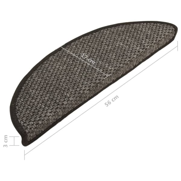Selvklæbende trappemåtter 15 stk. 56x17x3cm sisal-look antracit - Trappemåtte - Trappemåtter - Home & Living