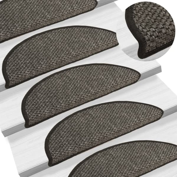Selvklæbende trappemåtter 15 stk. 56x17x3cm sisal-look antracit - Trappemåtte - Trappemåtter - Home & Living