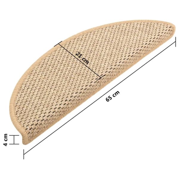 Trappstegsmattor självhäftande sisal 15 st 65x21x4 cm ljusbeige - Trappmatta - Trappmattor - Home & Living