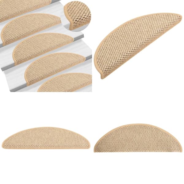 Trappstegsmattor självhäftande sisal 15 st 65x21x4 cm ljusbeige - Trappmatta - Trappmattor - Home & Living