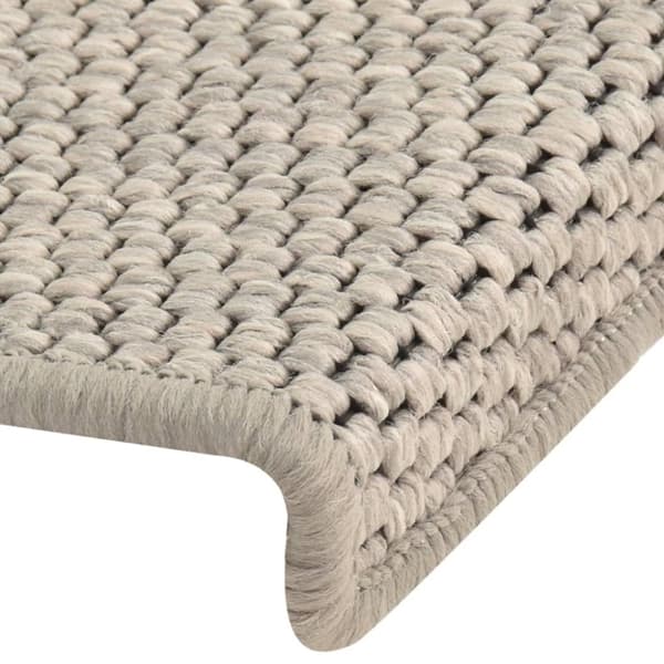 Selvklæbende trappemåtter 15 stk. 65x21x4 cm sisal-look sølv - Trappemåtte - Trappemåtter - Home & Living
