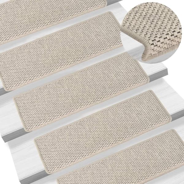 Selvklæbende trappemåtter 15 stk. 65x21x4 cm sisal-look sølv - Trappemåtte - Trappemåtter - Home & Living