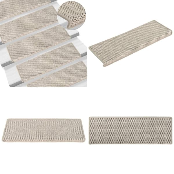 Selvklæbende trappemåtter 15 stk. 65x21x4 cm sisal-look sølv - Trappemåtte - Trappemåtter - Home & Living