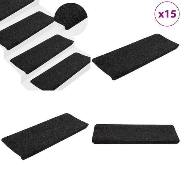 Trappstegsmattor självhäftande 15 st 65x24,5x3,5 cm antracit - Trappmatta - Trappmattor - Home & Living