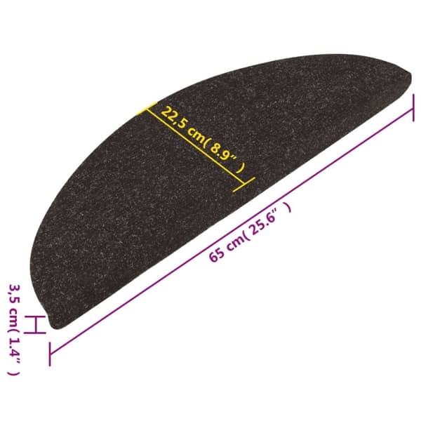 Trappstegsmattor självhäftande 10 st svart 65x22,5x3,5 cm - Trappmatta - Trappmattor - Home & Living