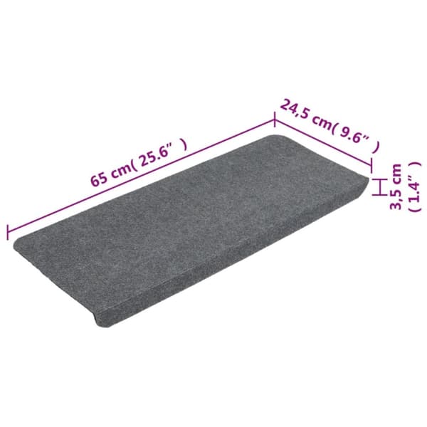 Selvklæbende trappemåtter 15 stk. 65x24,5x3,5 cm grå - Trappemåtte - Trappemåtter - Home & Living