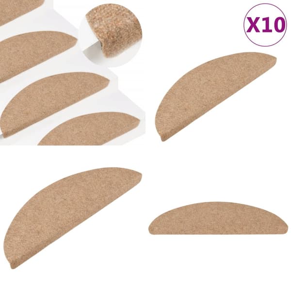 Selvklæbende trappemåtter 10 stk. 56x17x3 cm beige - Trappemåtte - Trappemåtter - Home & Living