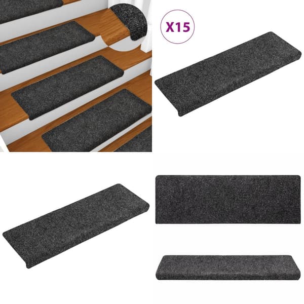 15 stk. Trappemåtter tuftet 65x21x4 cm grå - Trappemåtte - Trappemåtter - Home & Living