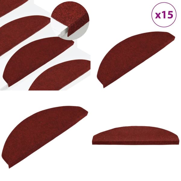 Trappemåtter 15 stk. 65x22,5x3,5 cm selvklæbende rød - Trappemåtte - Trappemåtter - Home & Living